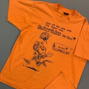 Vintage Clemson Tigers Shirt Men L Orange Football Single Stitch Tee Screen Star